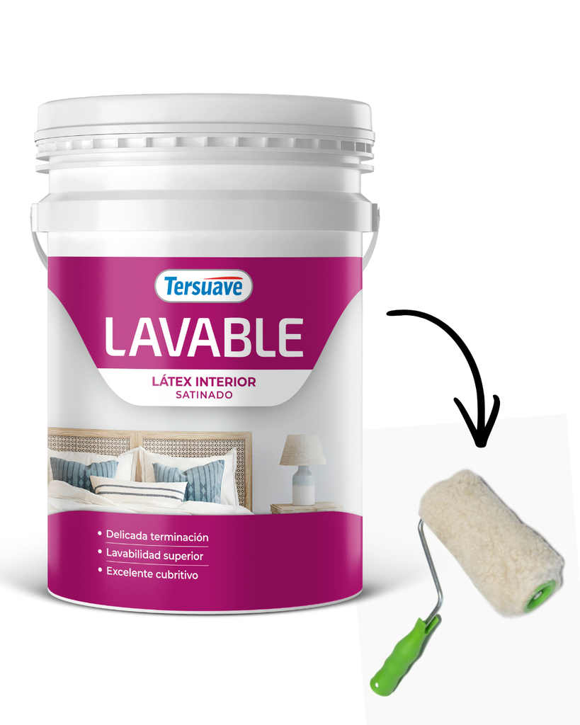 Lavable Latex Interior Tersuave Blanco Satinado 20 L + Rodillo de Regalo