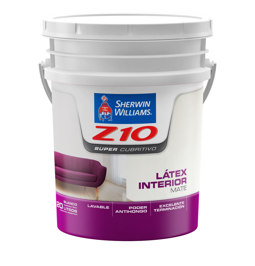 Latex Interior Z-10 Blanco Mate 20 L + Rodillo de Regalo