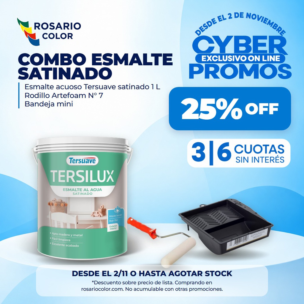 Combo Esmalte Acuoso Satinado Tersuave