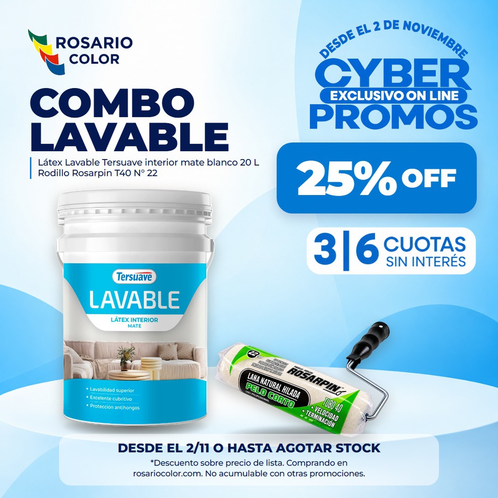 Combo Latex Interior Lavable Tersuave Blanco