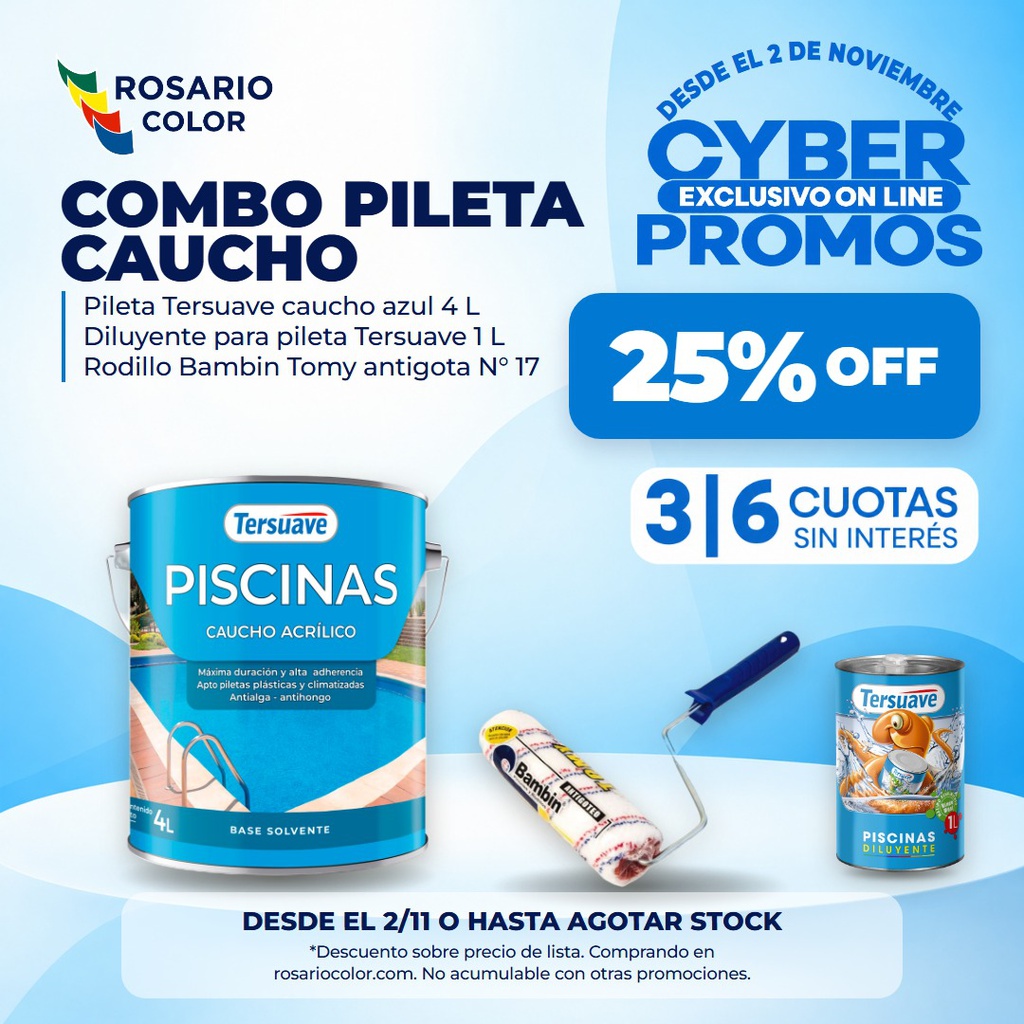 Combo Pileta Tersuave Caucho Clorado Azul